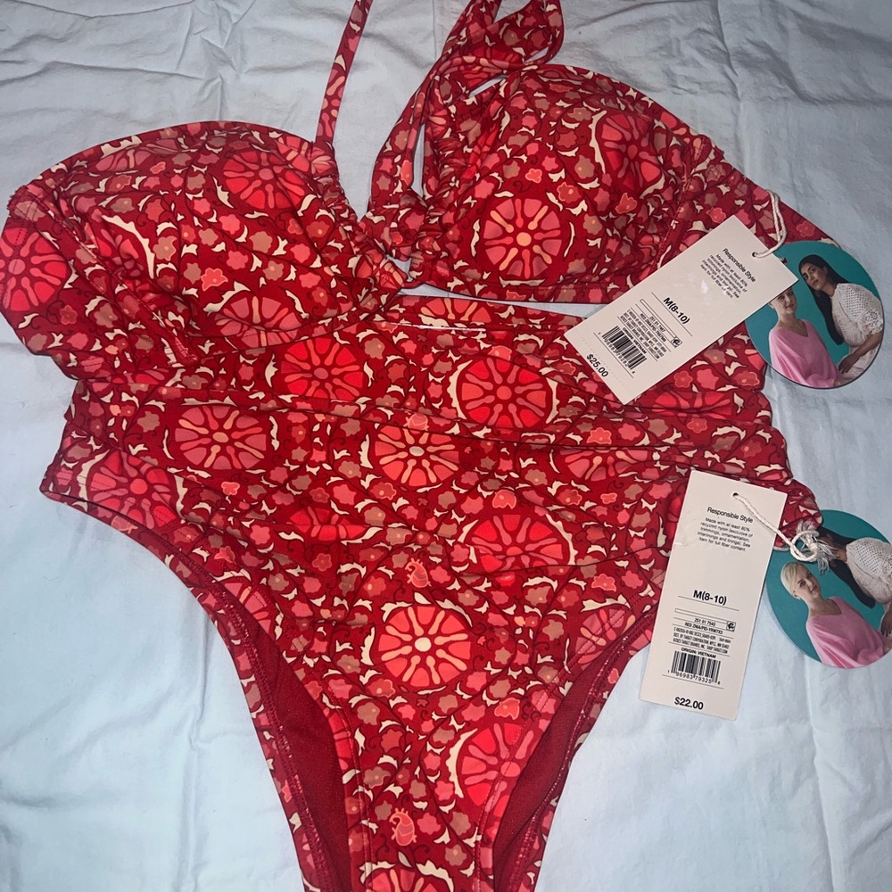 NWT RHODE Red 2-piece Swimsuit